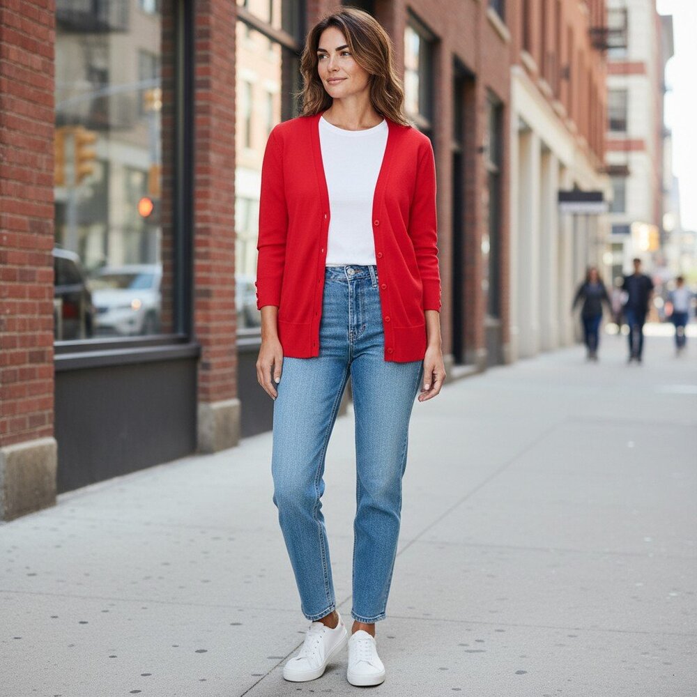 Grace Elements Women's Red Button Front Cardigan … - image 4